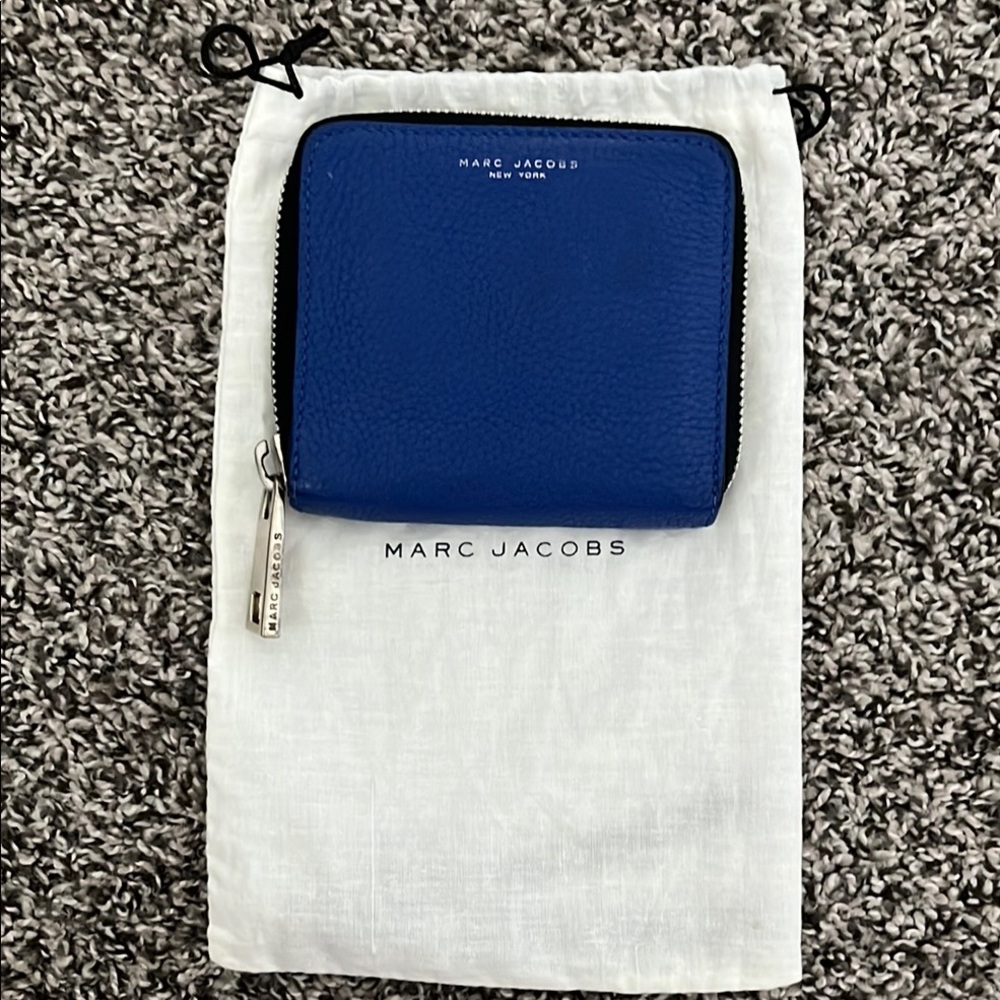 Marc Jacobs Cobalt Blue Leather Zip Wallet
